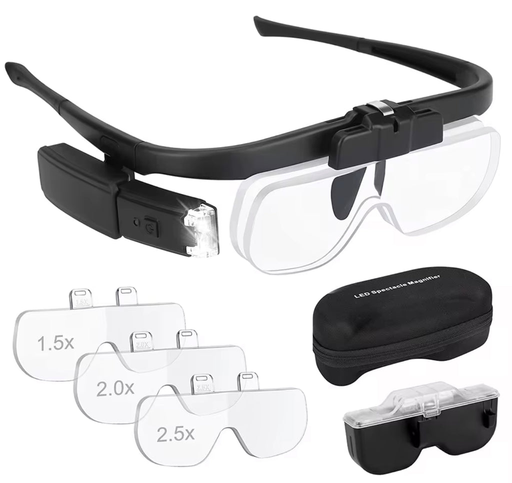 Led rechargeable magnifier glasses