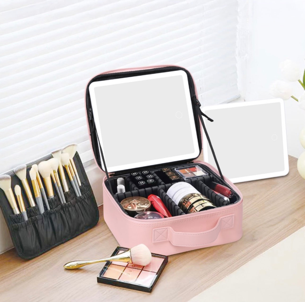 Led makeup mirror handheld makeup box