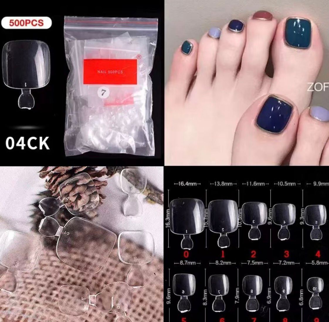 Toenails plastic tips